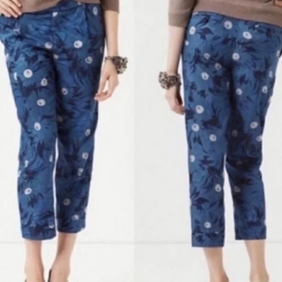 Elevenses for Anthropologie Blue Lunar Mum Tapered Capris Size 6 - Picture 11 of 11